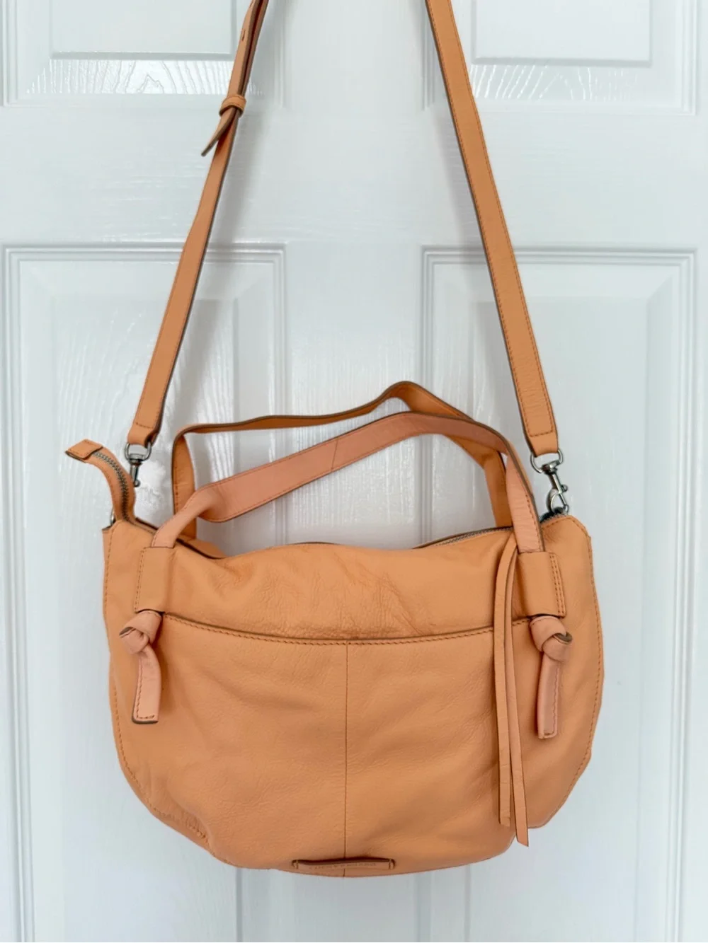 Lucky Brand Genuine Leather Peach Hobo Shoulder Crossbody Bag